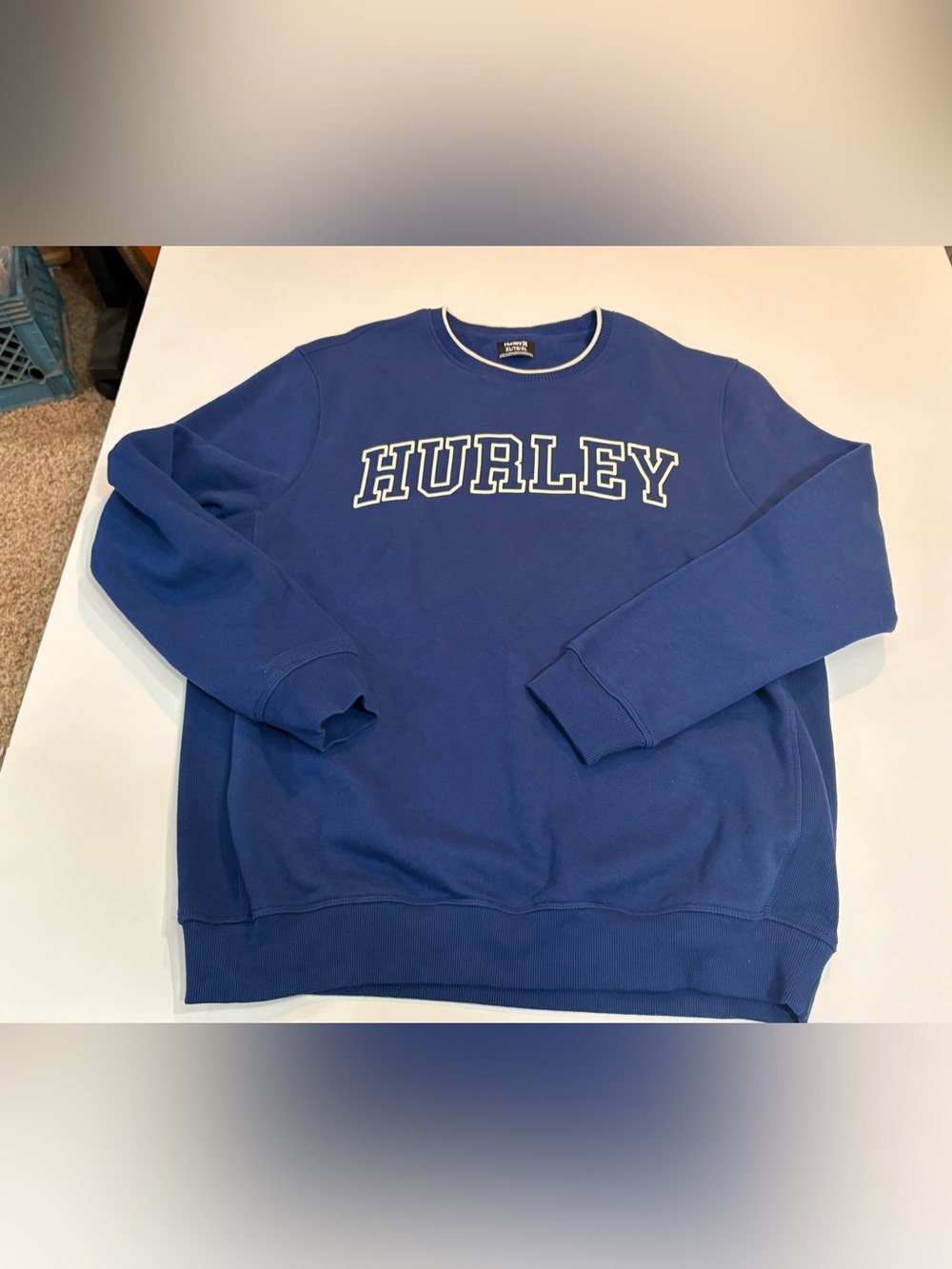 Hurley Men's Royal Blue Crewneck Fleece with White Outline Logo | Size XL |